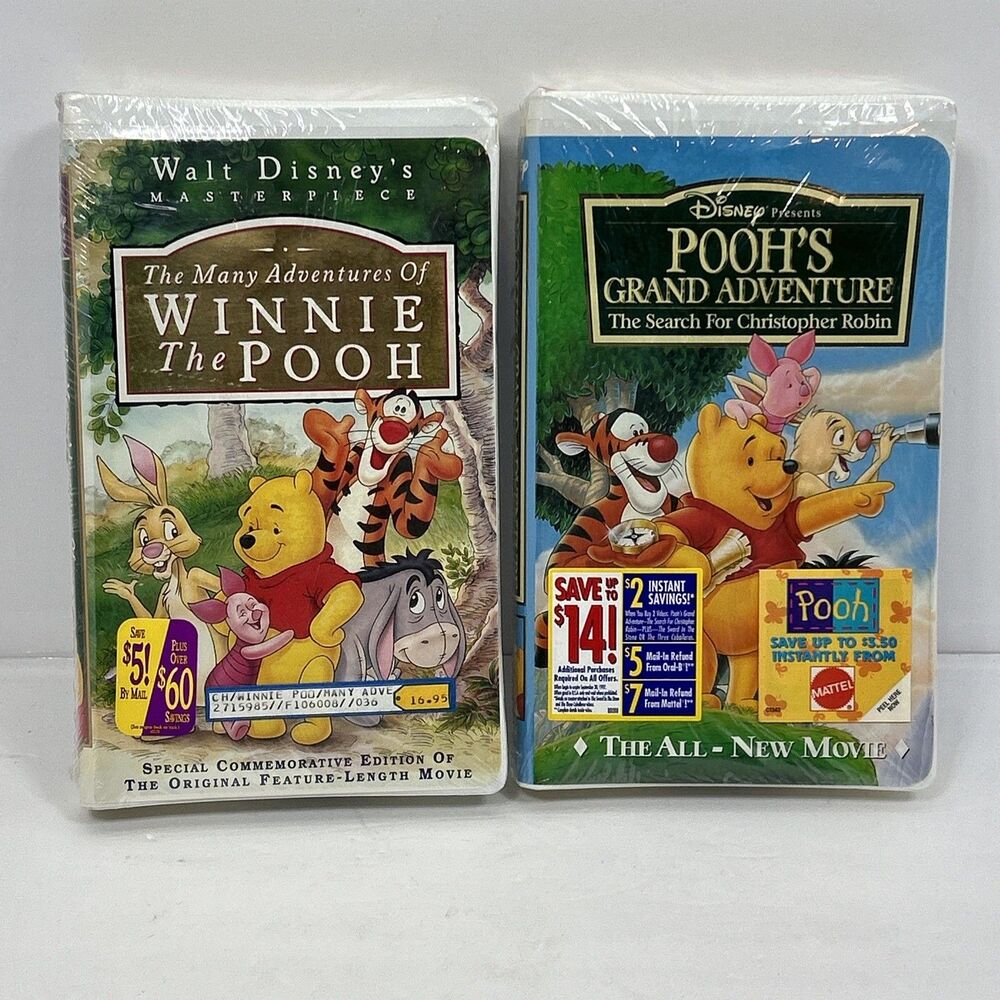 Poohs Grand Adventure & The Many Adventures of Winnie the Pooh Lot VHS Sealed